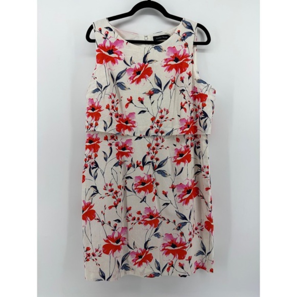 Ivanka Trump‎ Floral Sleeveless Sheath Dress Size 16 Red Pink Blue Cream
